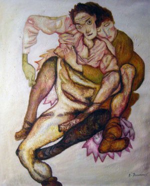 Egon Schiele, Seated Couple, Painting on canvas