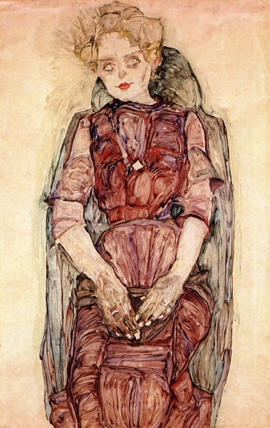 Seated Woman. The painting by Egon Schiele