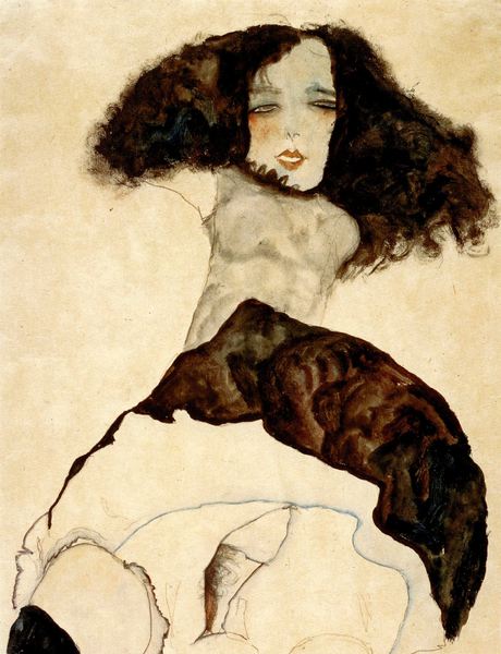 Seated Woman with Bent Knee. The painting by Egon Schiele