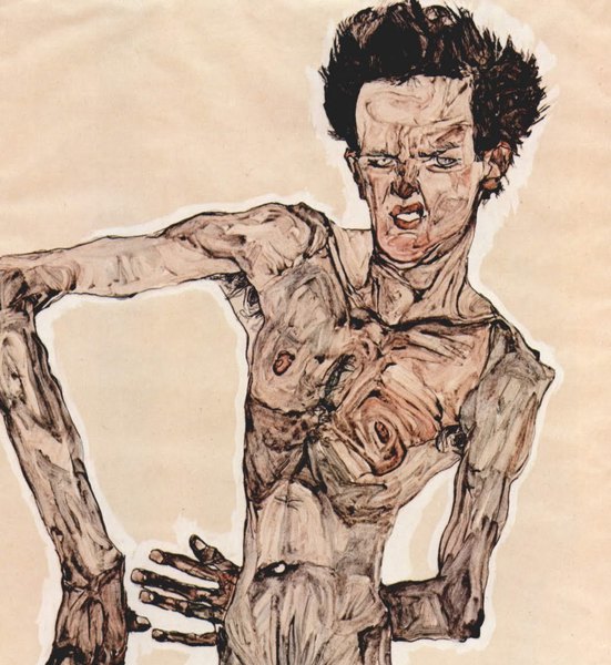 Self-Portrait Standing. The painting by Egon Schiele