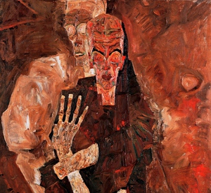 Egon Schiele, Self-Seer II (Death and Man), Painting on canvas