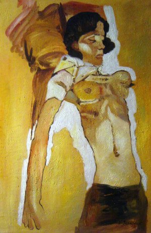 Egon Schiele, Semi-Nude Girl Reclining, Painting on canvas