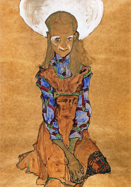 Sitting Girl (Poldi Lodzinsky). The painting by Egon Schiele