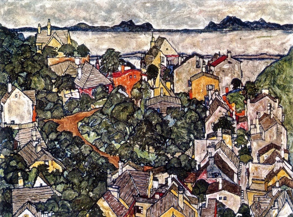 Summer Landscape. The painting by Egon Schiele