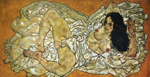 Egon Schiele, The Reclining Woman, Painting on canvas