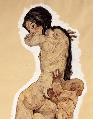 Egon Schiele, Woman with Homunculus, Painting on canvas