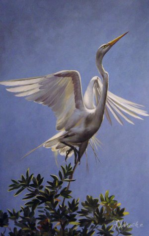 Our Originals, Egret Taking Flight, Painting on canvas
