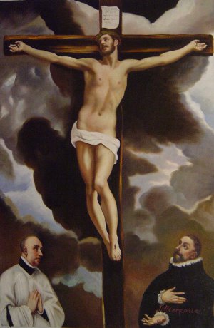 Christ On The Cross Adored By Donors Art Reproduction