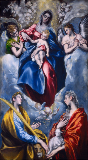 El Greco, Madonna and Child with Saint Martina and Saint Agnes, Painting on canvas