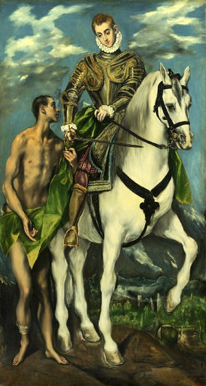 El Greco, Saint Martin and the Beggar, Painting on canvas