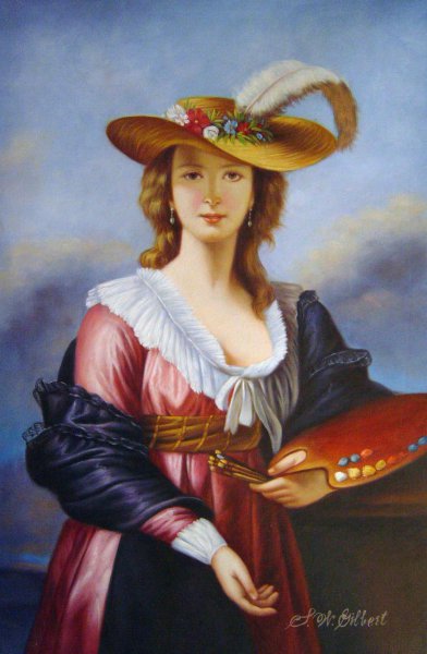 Self Portrait In A Straw Hat. The painting by Elisabeth Louise Vigee-Le Brun