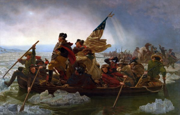 Crossing the Delaware,  Led by George Washington. The painting by Emanuel Gottlieb Leutze