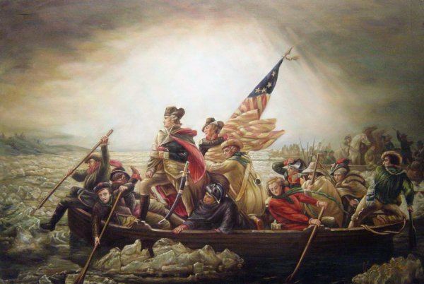 George Washington Crossing The Delaware. The painting by Emanuel Gottlieb Leutze