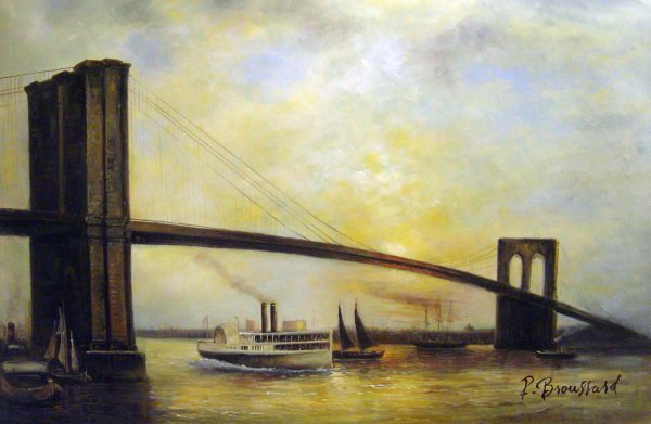 View Of The Brookyln Bridge. The painting by Emile Renouf