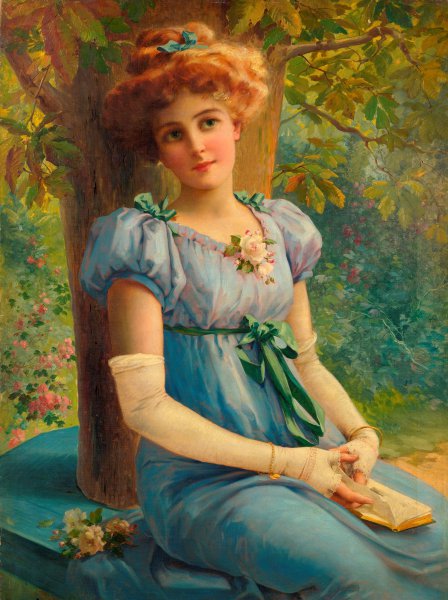 A Sweet Glance. The painting by Emile Vernon