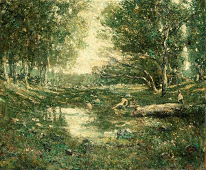 Ernest Lawson, Bathers, Woodland, Painting on canvas