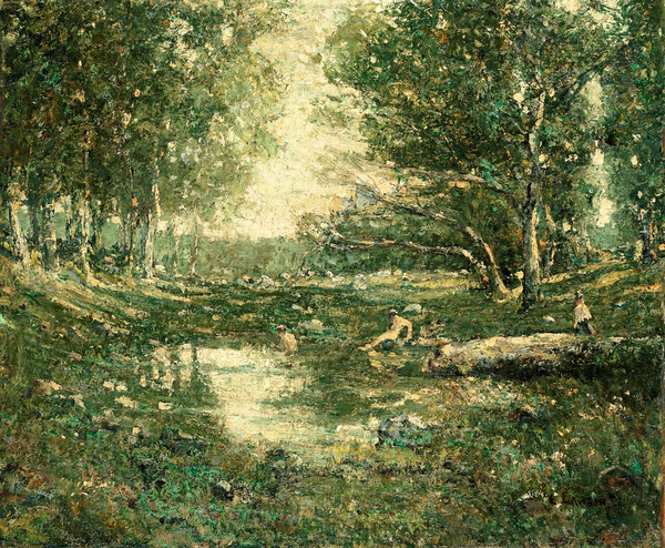 Bathers, Woodland. The painting by Ernest Lawson