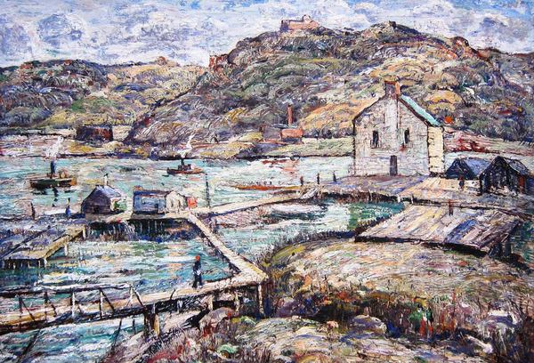 Boathouse Walk. The painting by Ernest Lawson