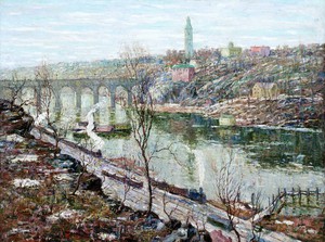 Ernest Lawson, High Bridge, Harlem River, Painting on canvas
