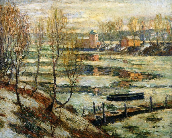 Ice in the River. The painting by Ernest Lawson