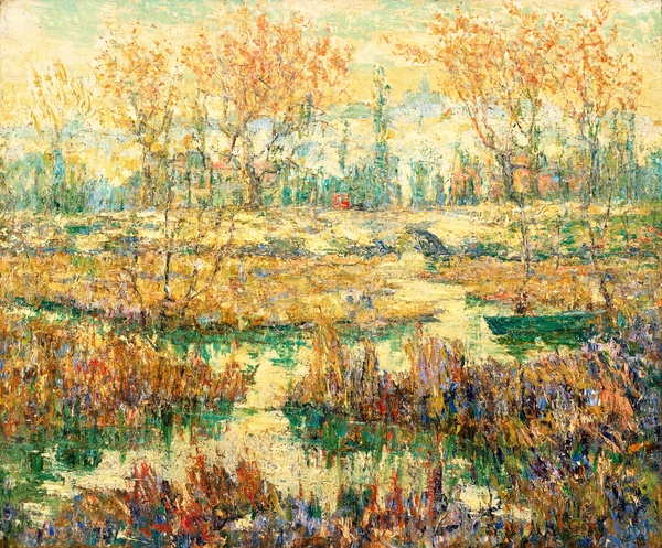 Late Summer, Harlem River. The painting by Ernest Lawson