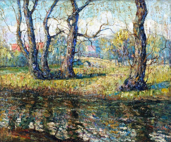 Old Willows. The painting by Ernest Lawson