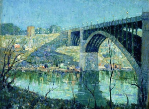 Ernest Lawson, Spring Night, Harlem River, Painting on canvas