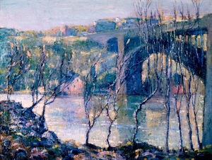 Ernest Lawson, Washington Bridge, Harlem River, Painting on canvas