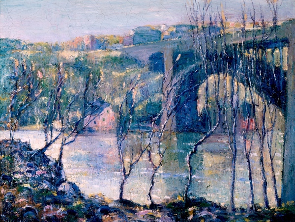 Washington Bridge, Harlem River. The painting by Ernest Lawson