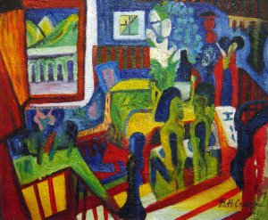 Ernst Ludwig Kirchner, Artist's Atelier, Painting on canvas