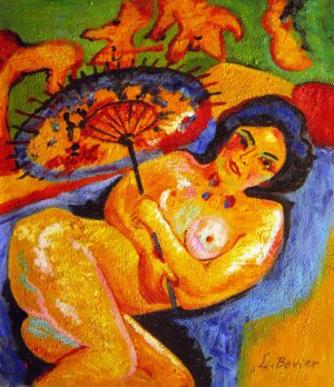 Ernst Ludwig Kirchner, Girl Under A Japanese Parasol, Painting on canvas