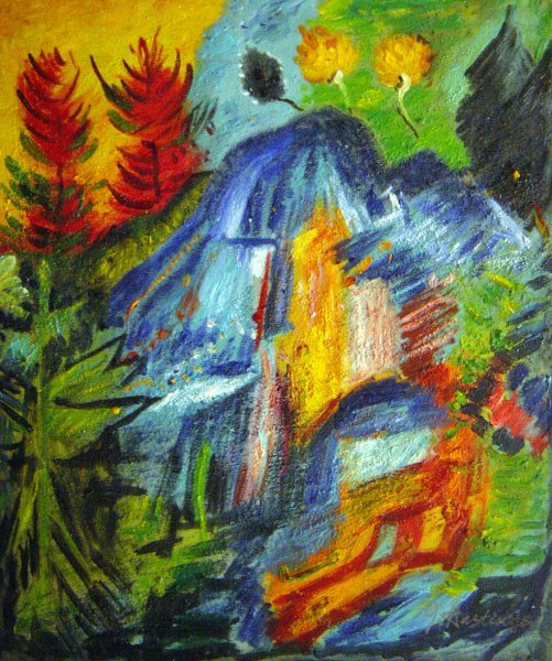 Landscapes With Blue Cliffs. The painting by Ernst Ludwig Kirchner