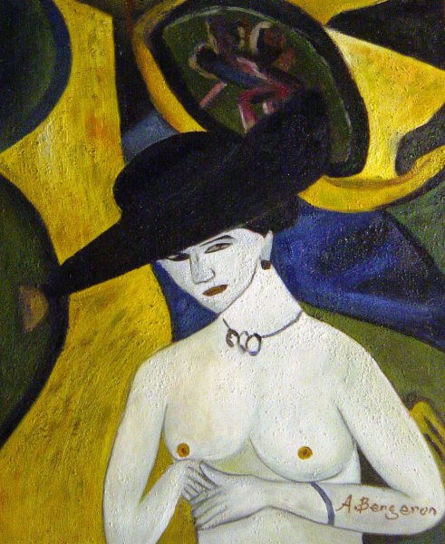Nude With A Hat - Detail. The painting by Ernst Ludwig Kirchner