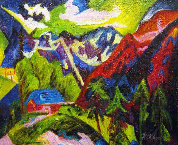 The Mountains Of Klosters. The painting by Ernst Ludwig Kirchner