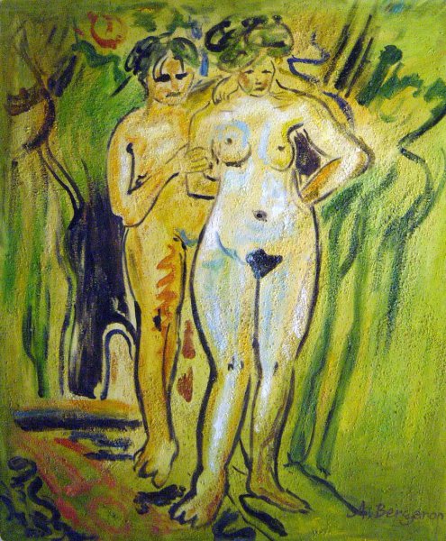 Two Nudes In A Landscape. The painting by Ernst Ludwig Kirchner