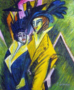 Two Women In The Street, Ernst Ludwig Kirchner, Art Paintings
