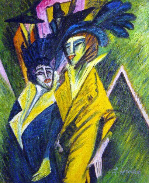 Two Women In The Street. The painting by Ernst Ludwig Kirchner