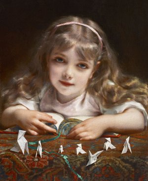 Etienne Adolphe Piot, Origami, Painting on canvas
