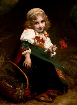 Etienne Adolphe Piot, The Little Flower Gatherer, Art Reproduction