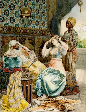 Reproduction oil paintings - Ettore Simonetti - The Favoured Beauty