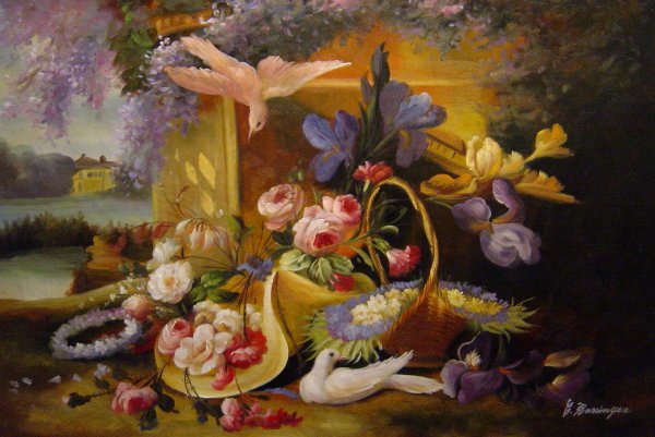 Elegant Still Life With Flowers. The painting by Eugene Bidau