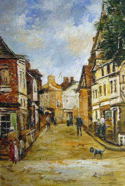 Fervaques, A Village Street. The painting by Eugene Boudin