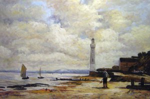 The Honfleur Lighthouse, Eugene Boudin, Art Paintings
