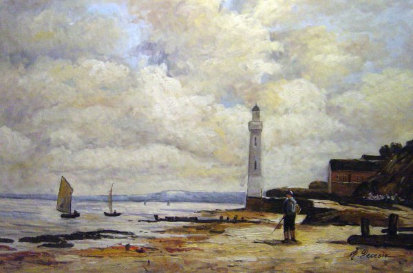 The Honfleur Lighthouse. The painting by Eugene Boudin