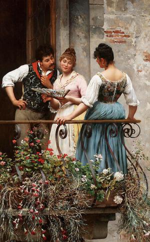 Reproduction oil paintings - Eugene De Blaas - A Favourite Fan, 1889