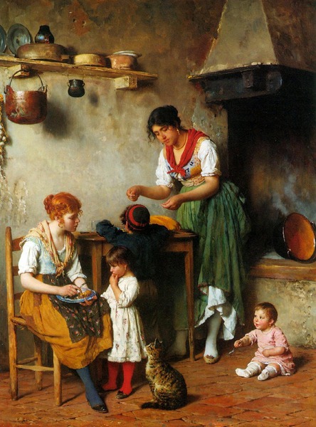 A Helping Hand, 1884. The painting by Eugene De Blaas