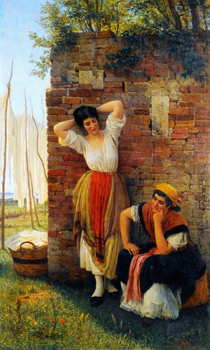 Eugene De Blaas, A Moment of Rest, 1872, Art Reproduction