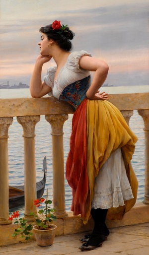 Eugene De Blaas, Anticipation, 1911, Painting on canvas