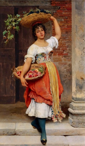Eugene De Blaas, Fruit Seller, 1889, Art Reproduction