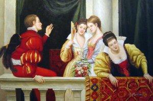 On The Balcony, Eugene De Blaas, Art Paintings
